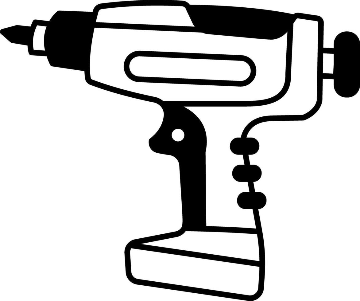 A doodle style icon of a hand drill vector