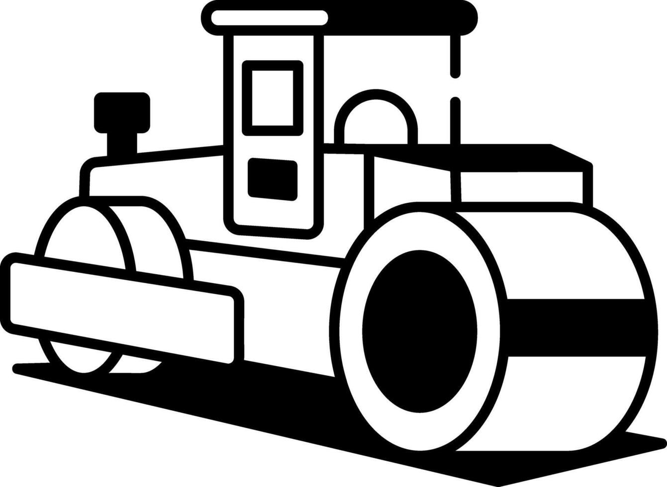 A hand drawn icon of a road roller vector