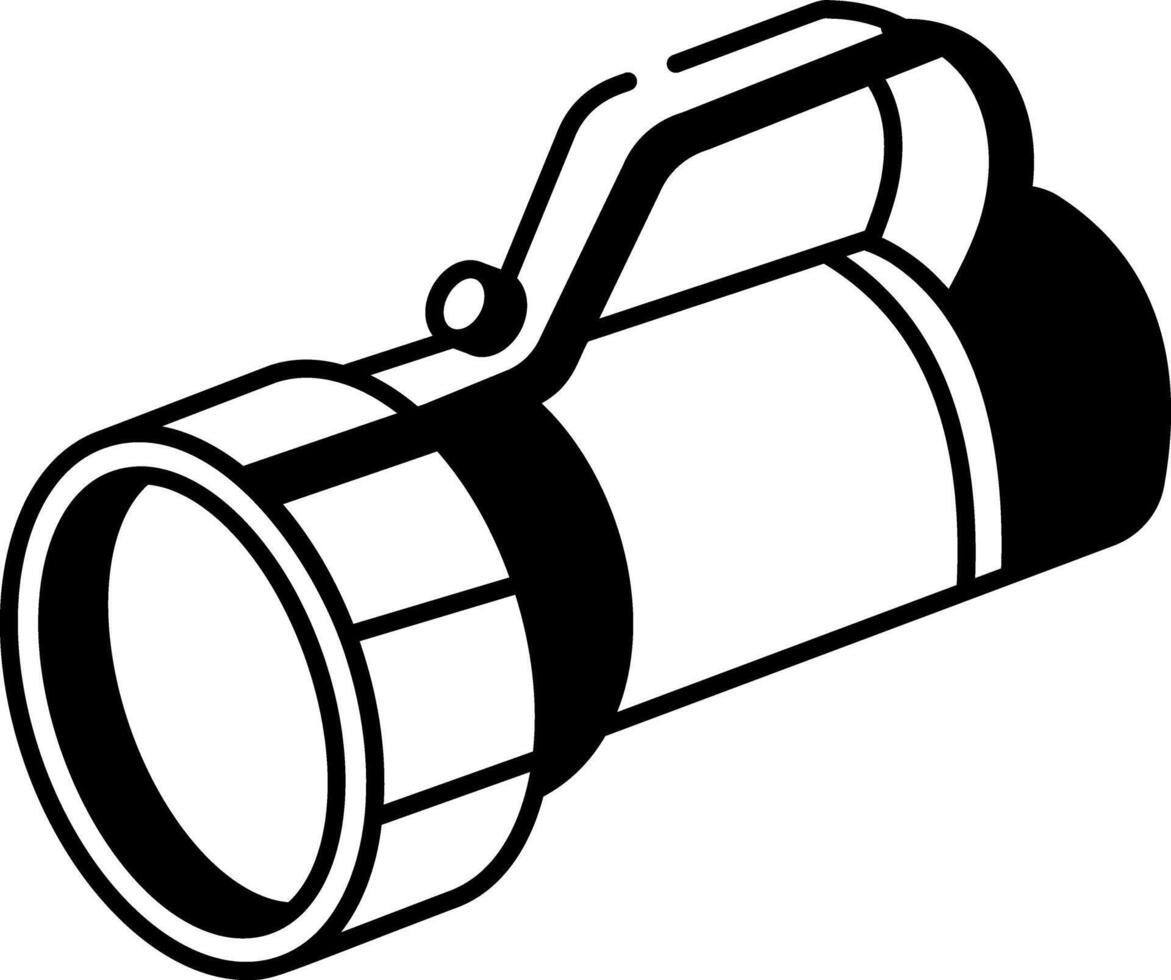 A hand drawn style icon of a flashlight vector