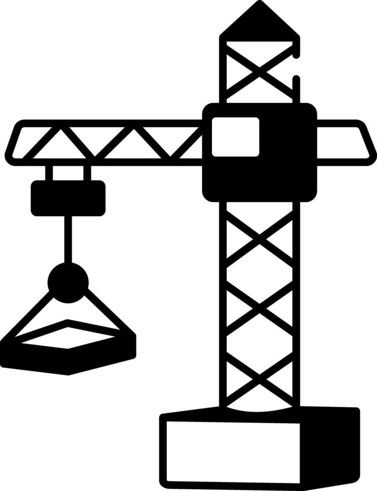 A doodle style icon of a crane tower vector
