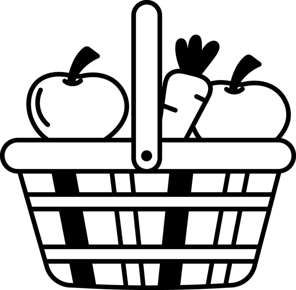 Sketchy style illustration of grocery basket vector
