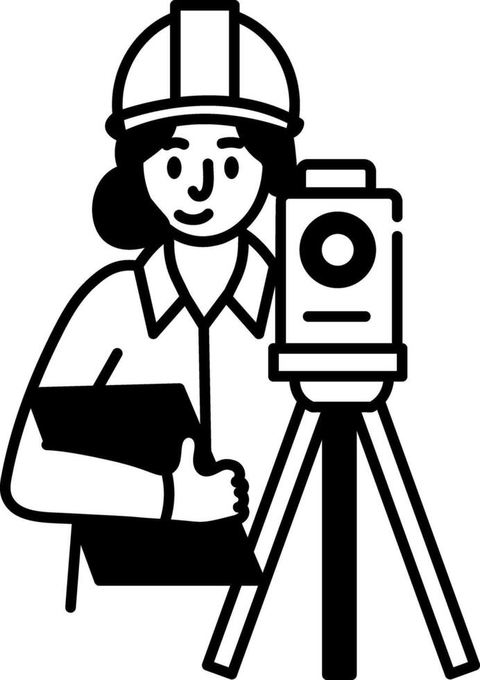 A doodle style icon of a construction camera vector