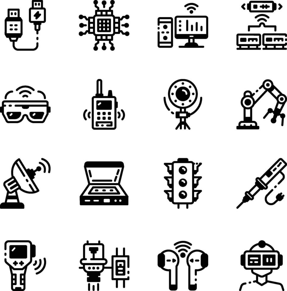 Set of Smart Technology Glyph Style Icons vector