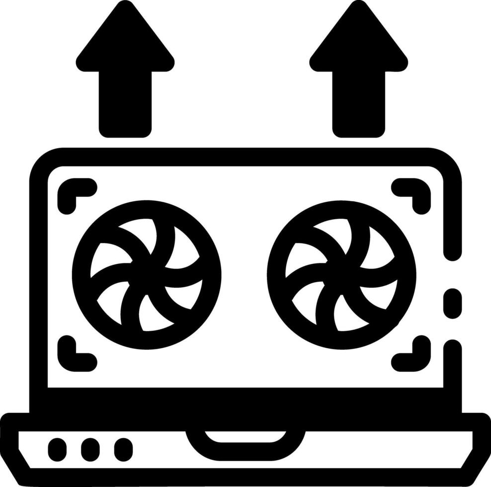 Laptop cooling fan icon in glyph style vector
