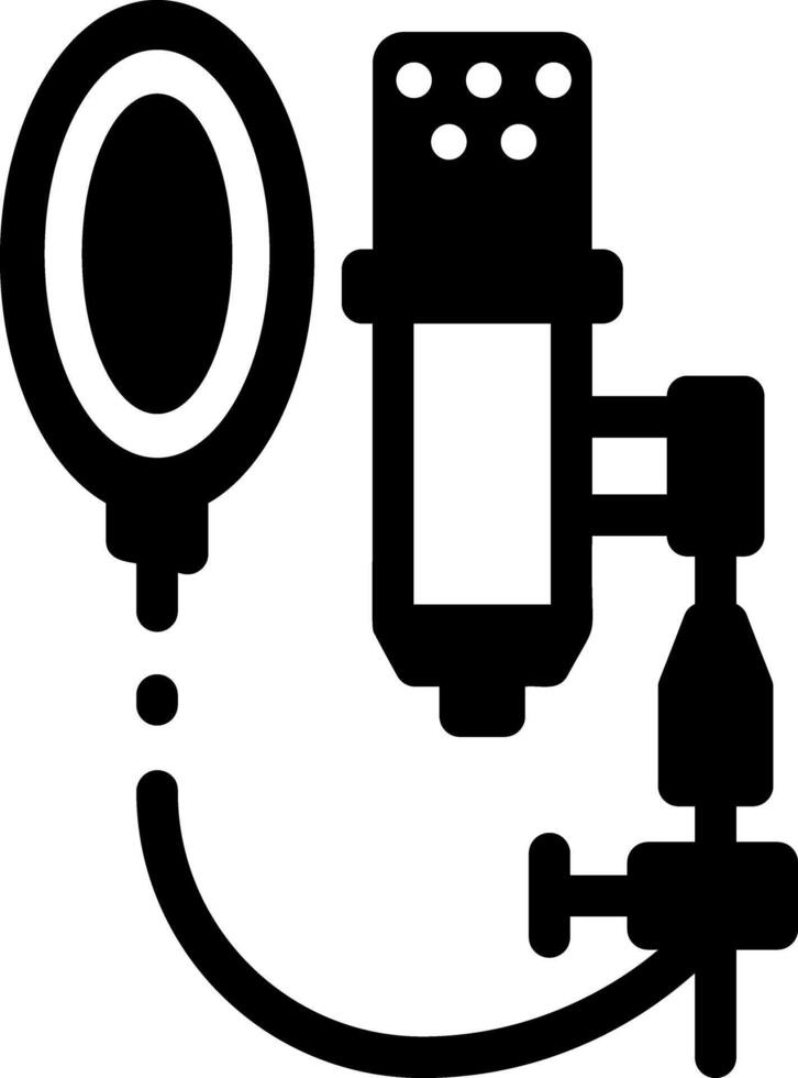 A glyph style icon depicting a studio mic vector