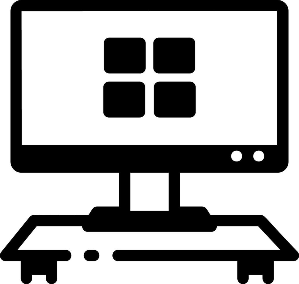 A glyph style icon showing a monitor display vector