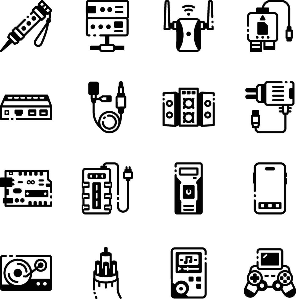 Set of Glyph Style Hardware Icons vector