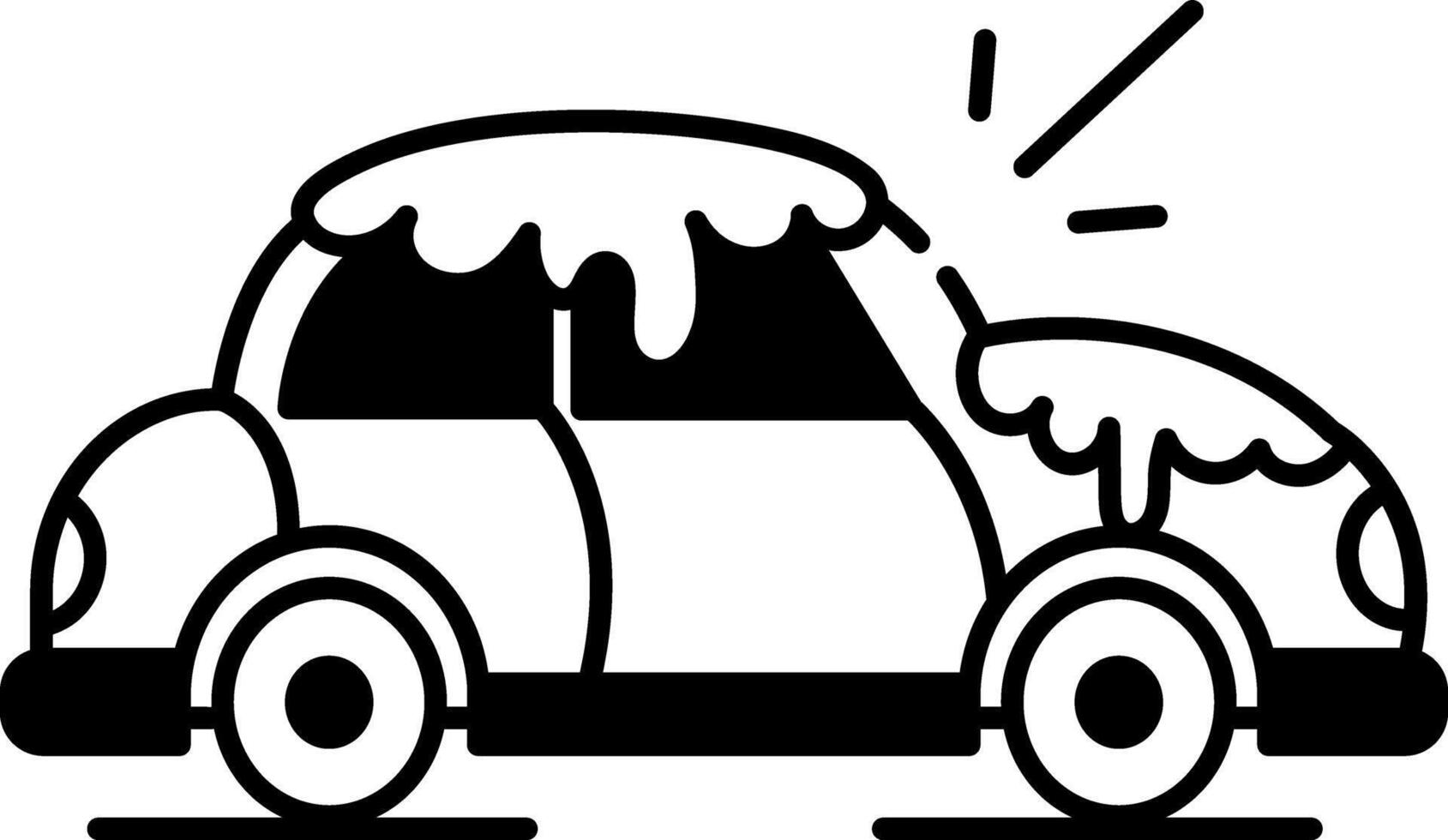 A doodle style icon showing a snow car vector