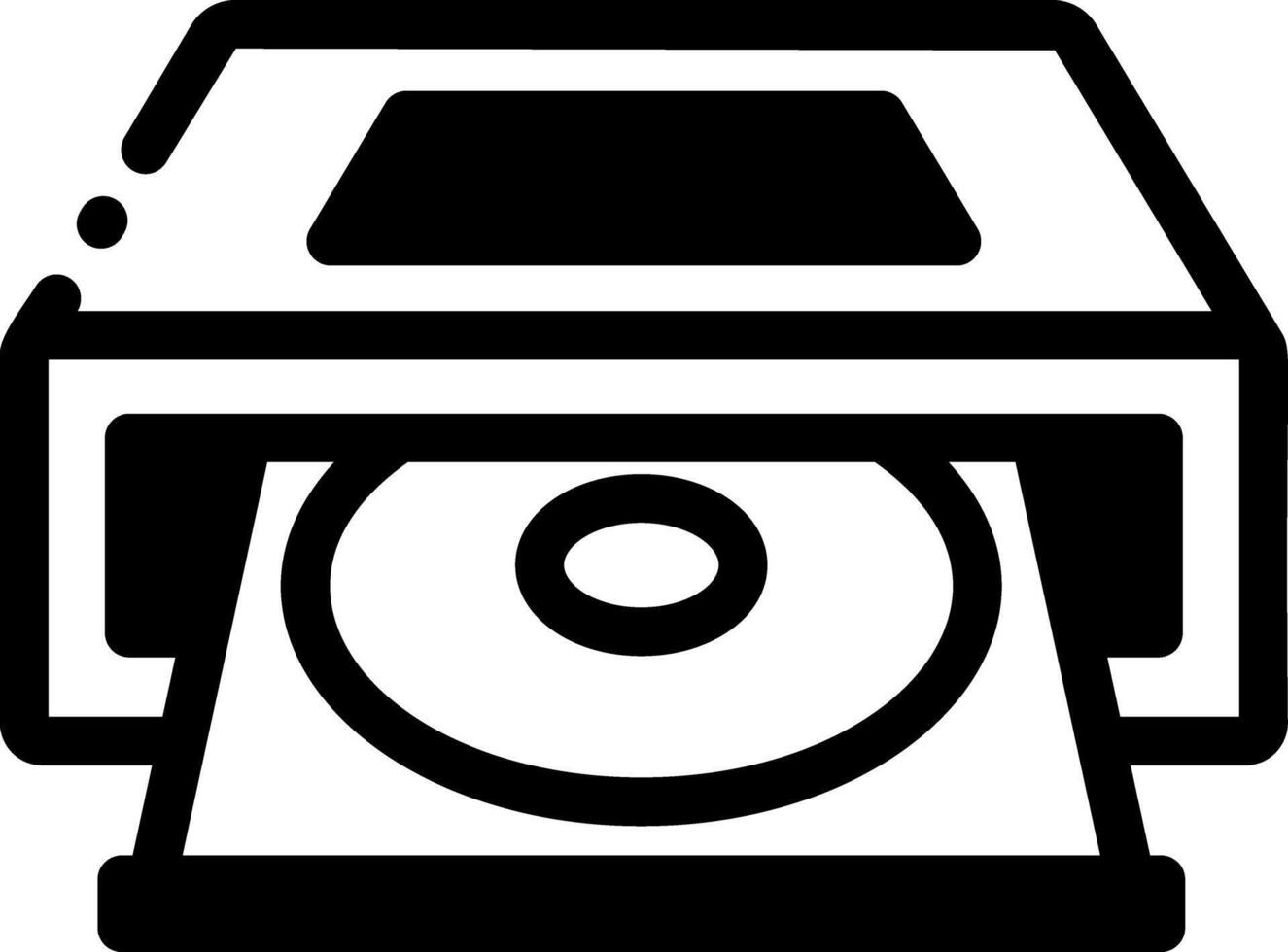 A glyph style icon of an optical drive vector