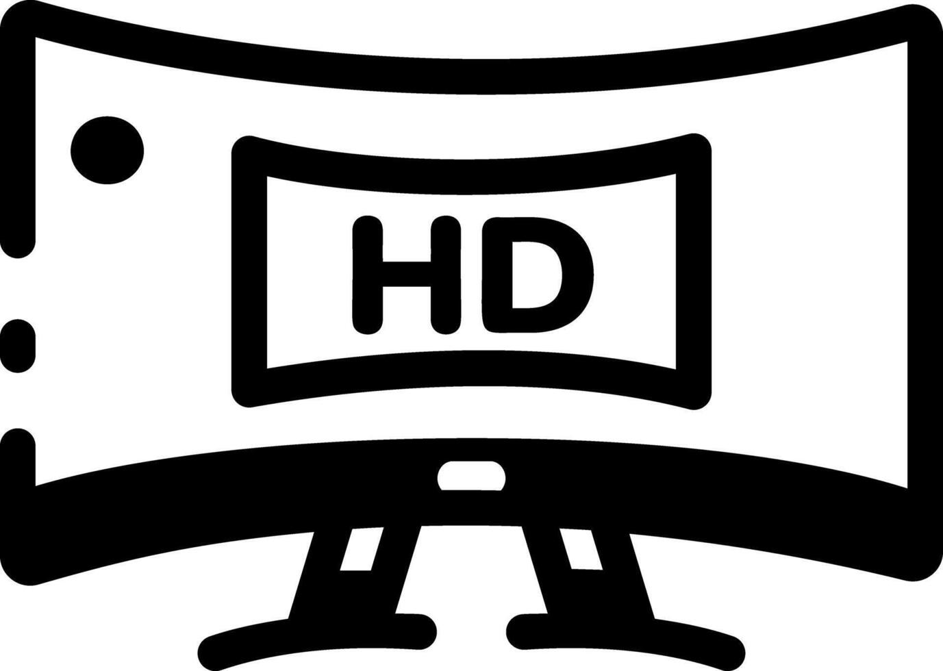 A glyph style icon showing hd screen vector
