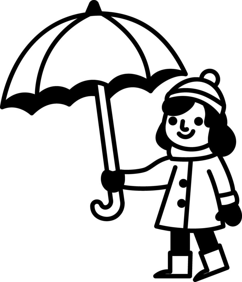 A character enjoying winter, doodle style icon vector