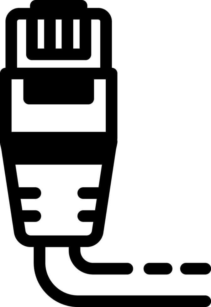 A glyph style icon of a network cable vector