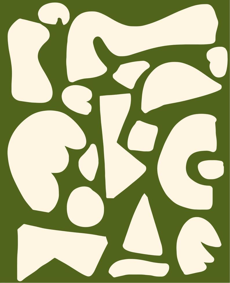 Abstract Composition of Organic Shapes in Olive Green and Cream vector