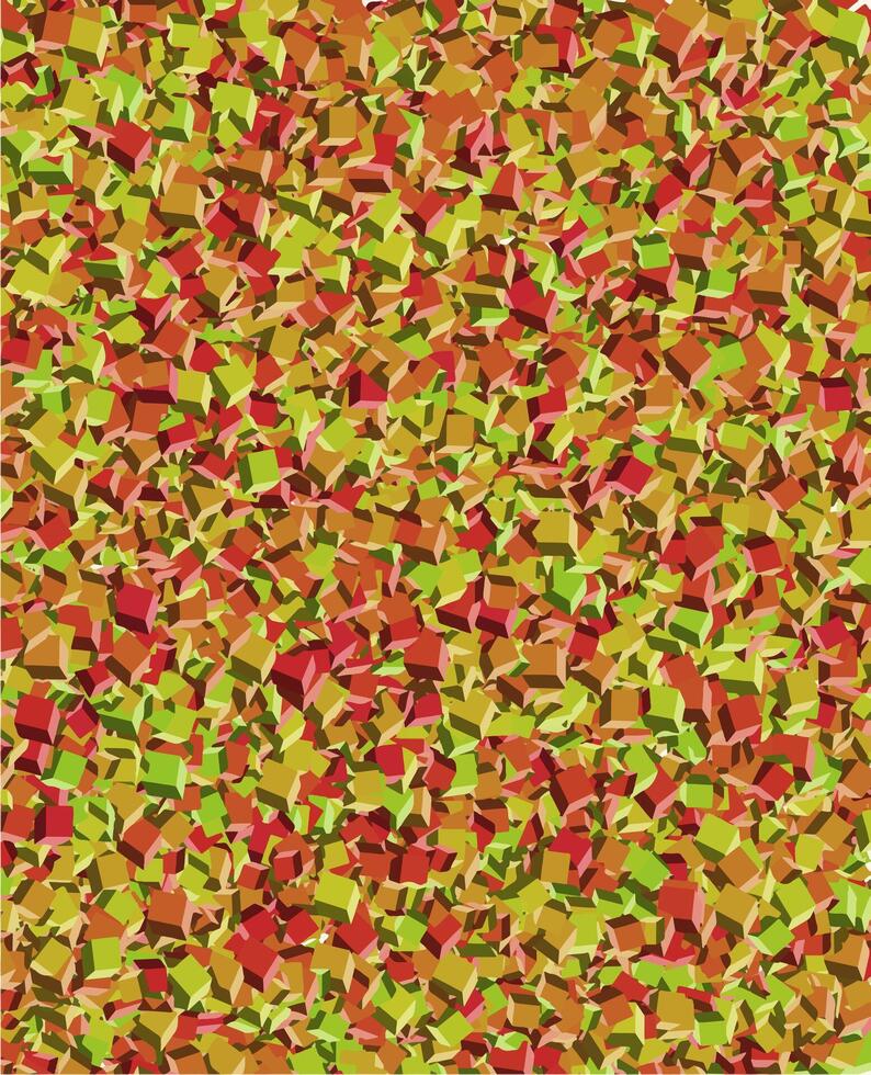 Abstract composition of colorful 3D cubes in a mosaic pattern. vector