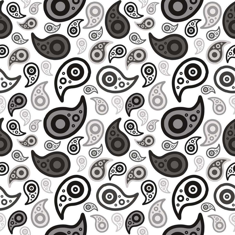 Seamless pattern with black and white paisley design vector