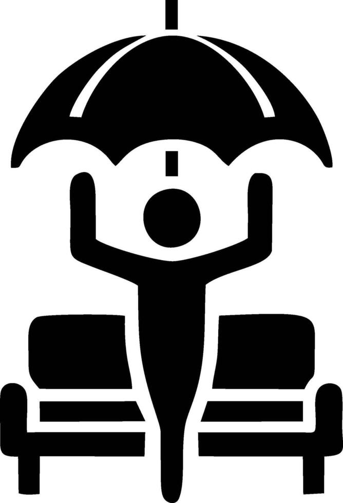 Person Protected by Umbrella Over a Couch vector