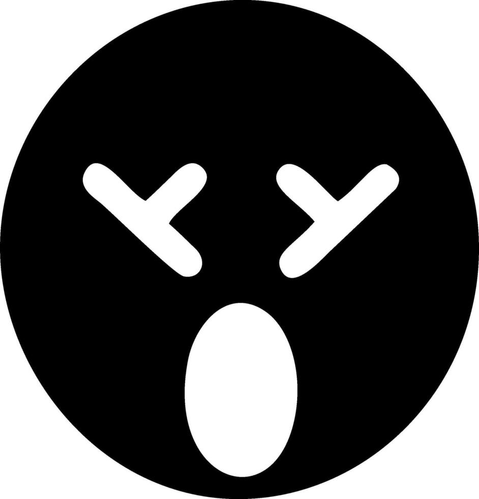 Shocked Emoji, Black and White Graphic vector