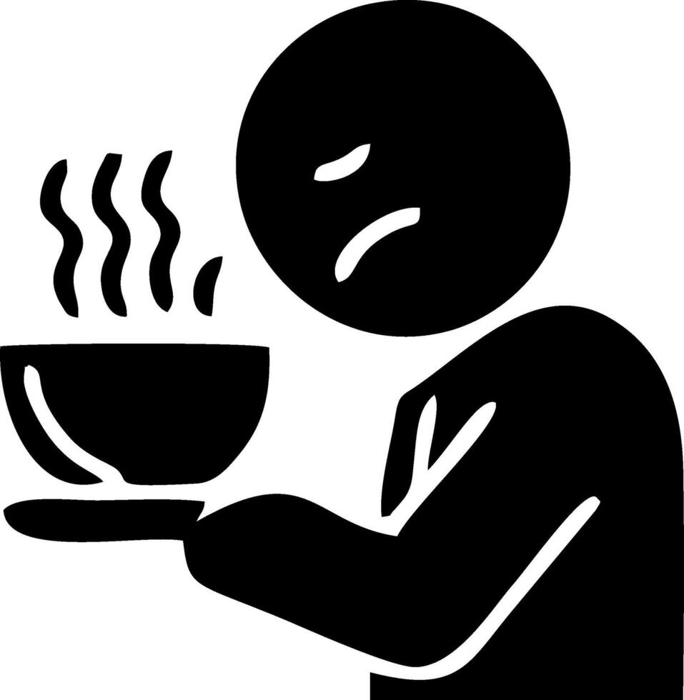 Depressed Person Holding a Bowl of Soup vector