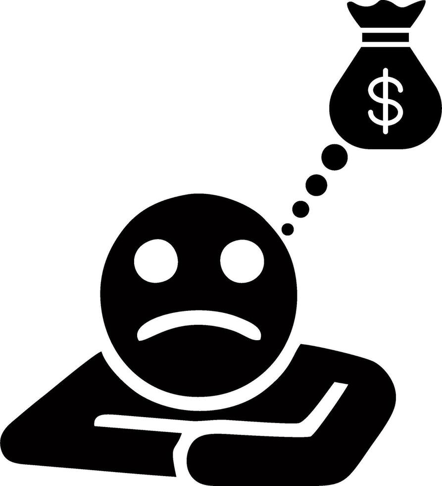 Sad person daydreaming about money vector