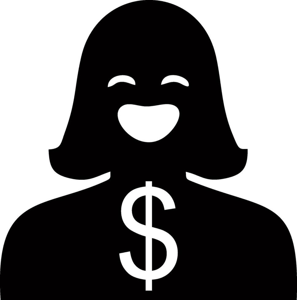 Happy Woman with a Dollar Sign, Symbolising Financial Success vector