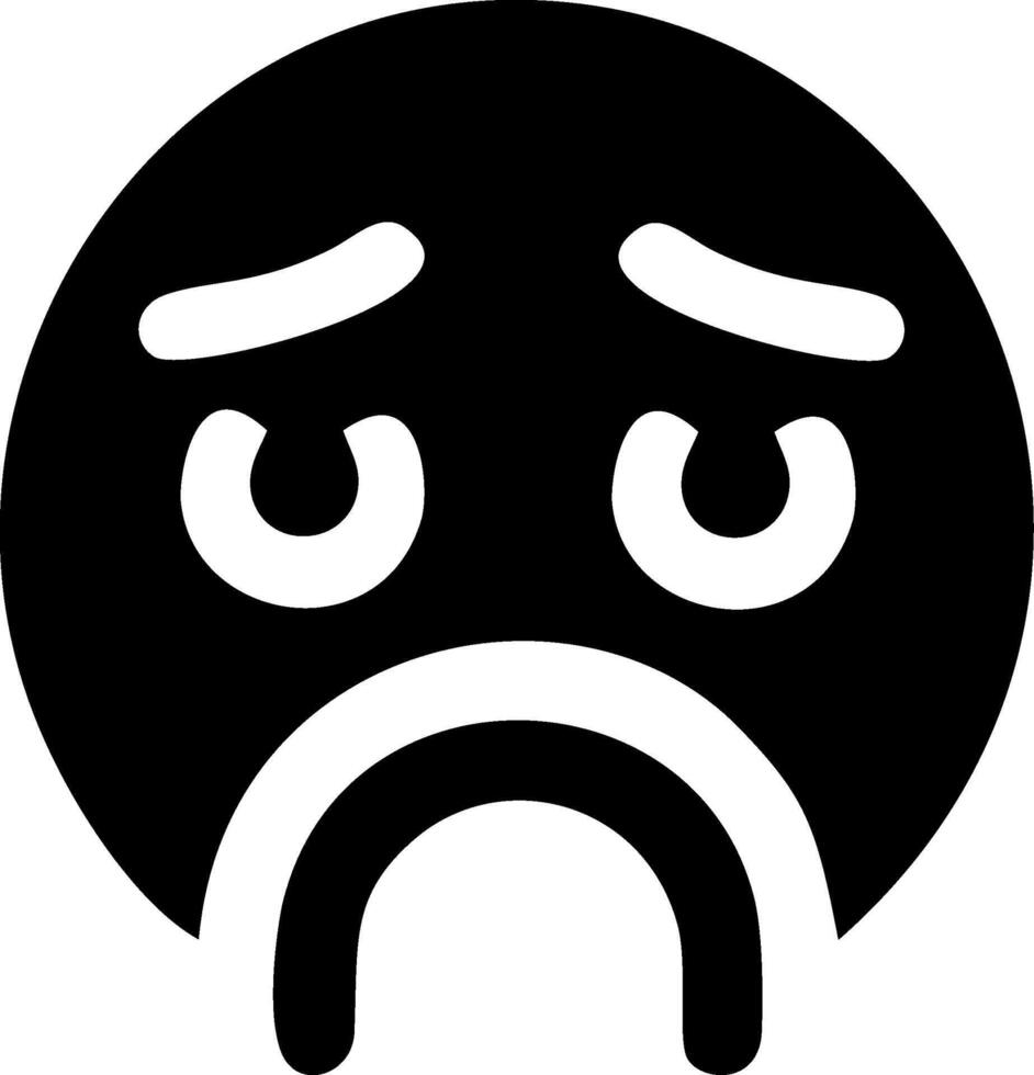 Sad Emoji Icon, Black and White vector