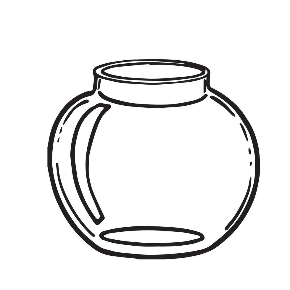 empty glass vase, jar graphic illustration with round shape, suitable for food packaging, label design, herbal tea branding, floristics and DIY projects vector