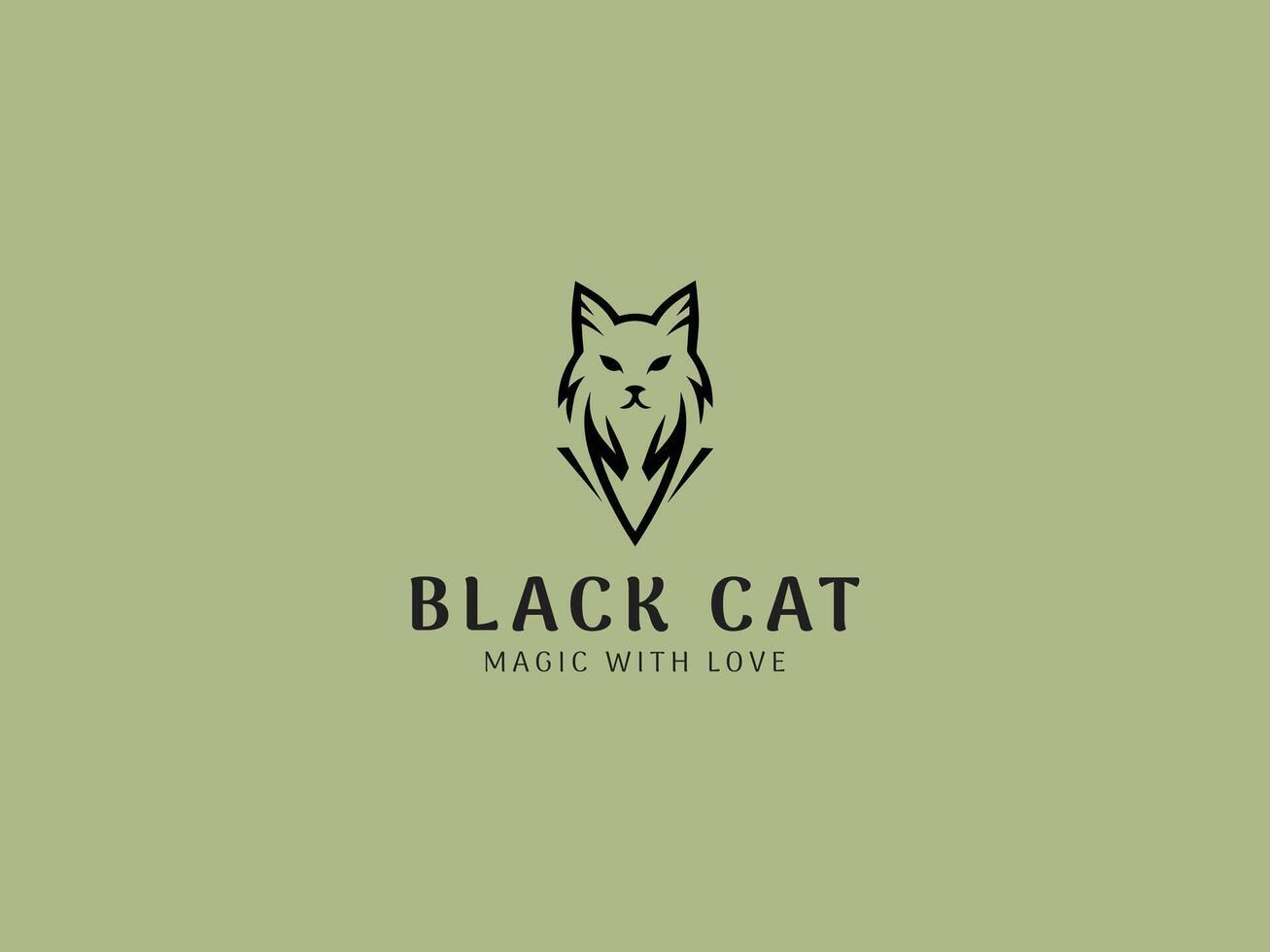 Black cat logo design vector