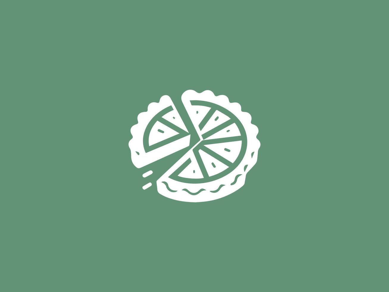 A slice of lemon pie on a green background vector