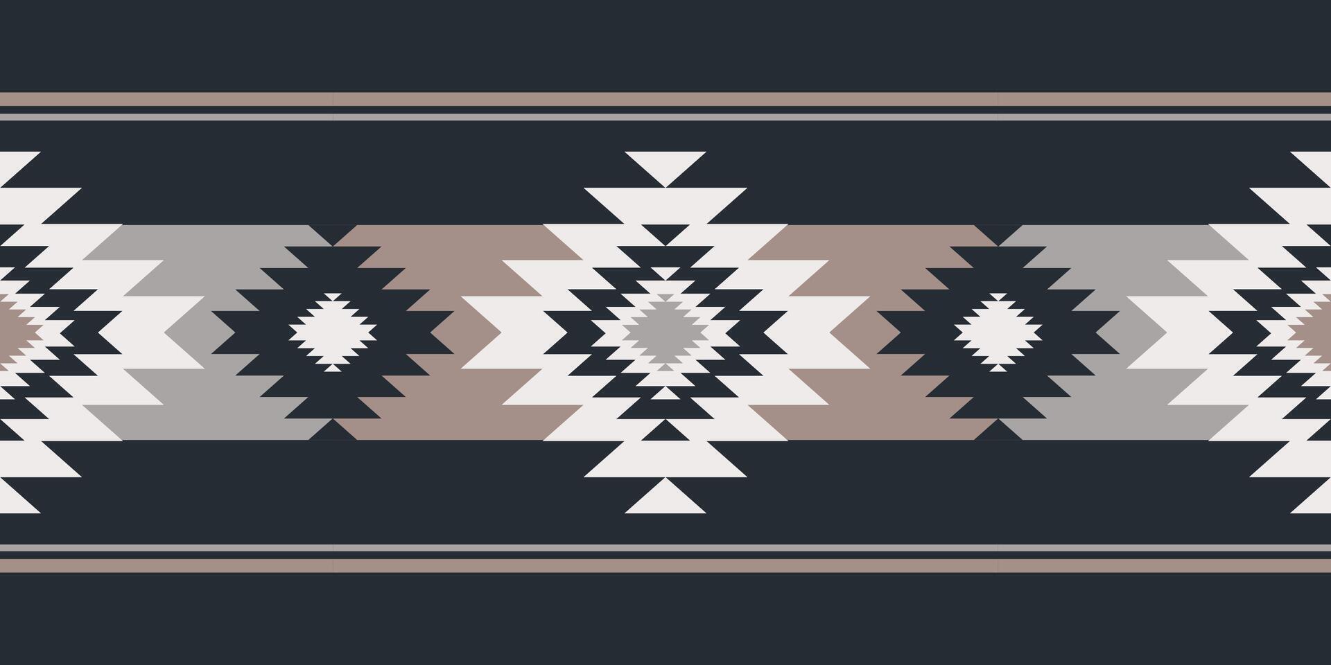 Beige color southwestern navajo geometric pattern. Ethnic southwestern geometric seamless pattern. Modern native American pattern use for textile border, rug, table runner, tablecloth, etc. vector