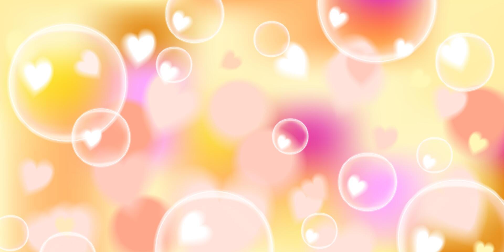 A soft pink and orange pastel gradient background with a warm glowing heart bubble effect. This magical, dreamy illustration is ideal for Valentine s Day, wedding stationery, love-themed artwork, and festive, romantic celebrations. vector