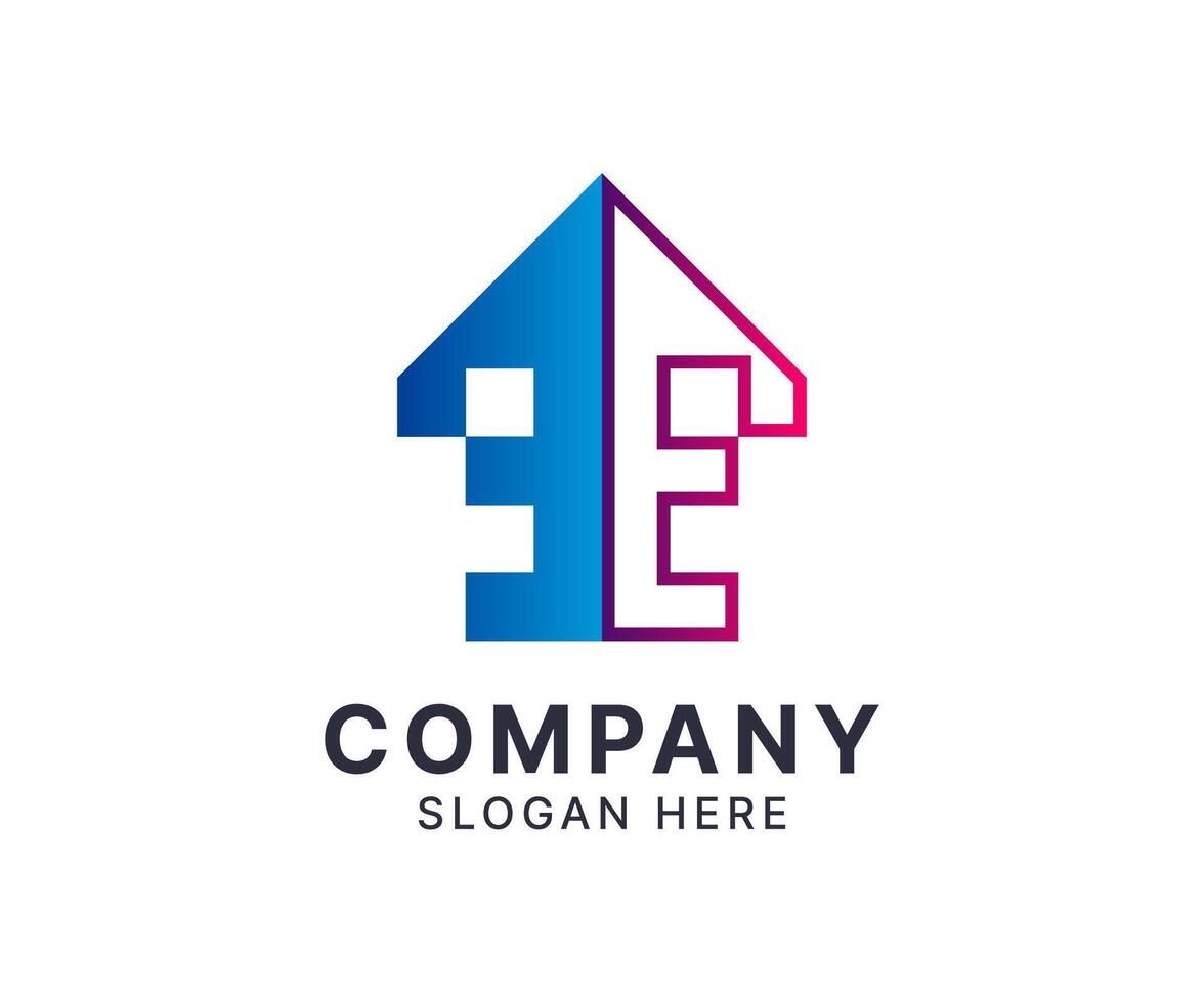 Modern House Logo with Letter E. vector