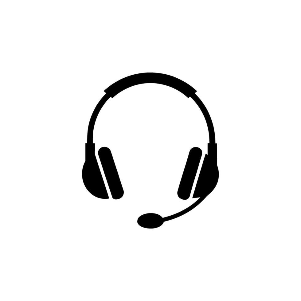 Headset icon illustration black and white communication support call center design vector