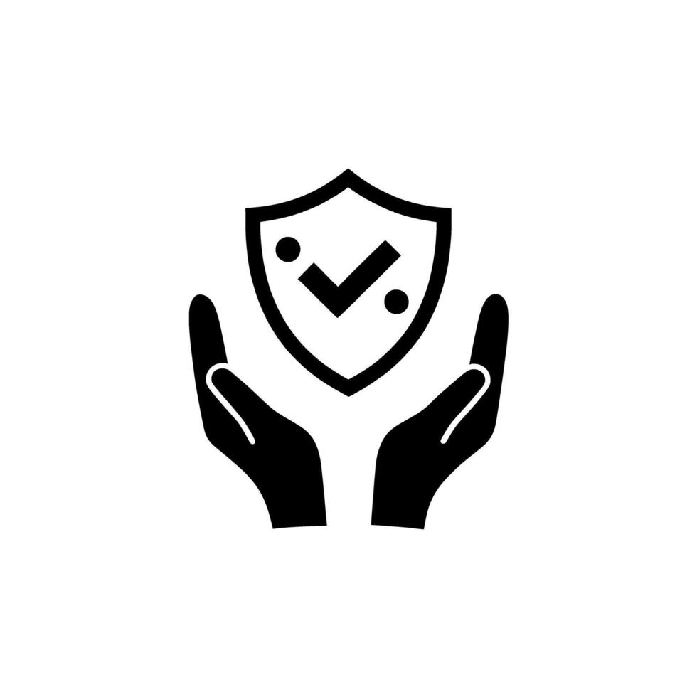Shield checkmark protection in hands icon illustration safety and security symbol vector