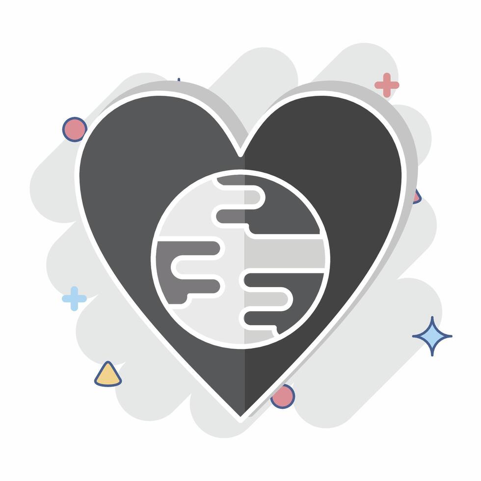 Icon World Love. related to World Peace symbol. comic style. design editable vector