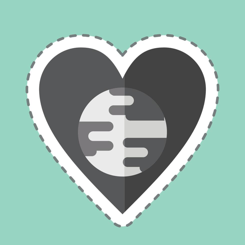 Sticker line cut World Love. related to World Peace symbol. design editable vector