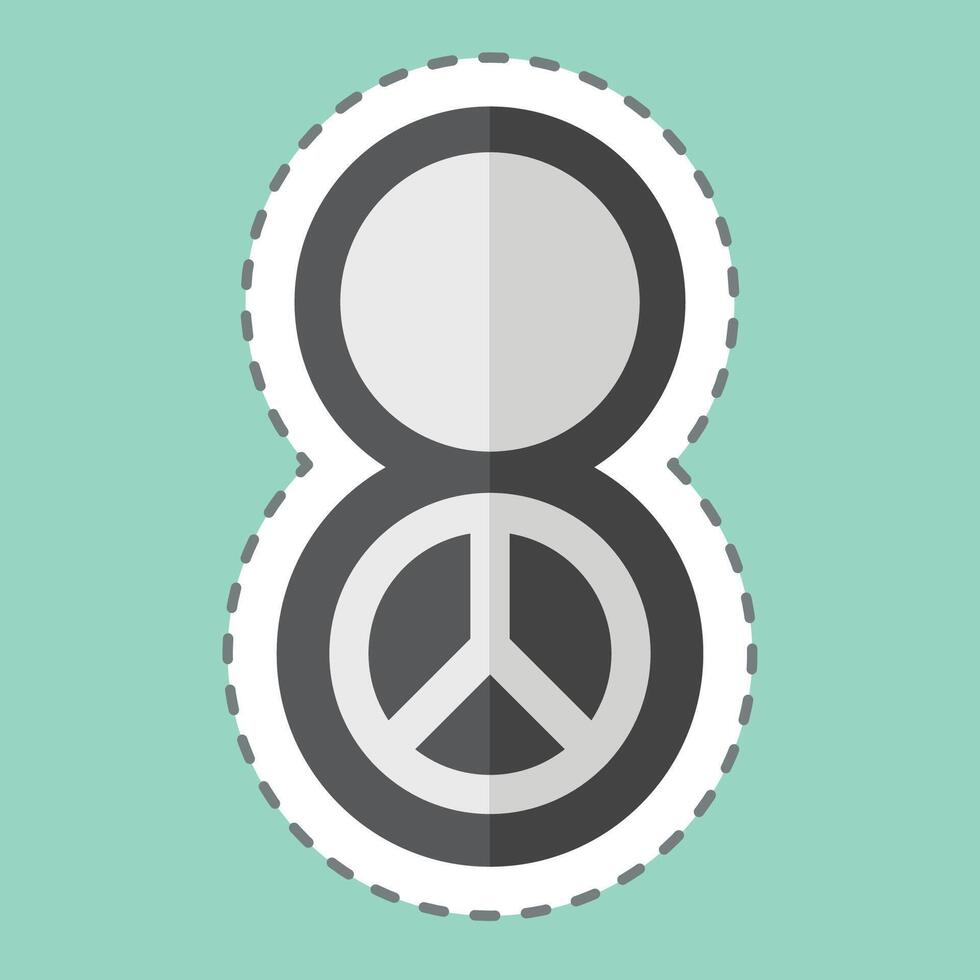 Sticker line cut Womens Day. related to World Peace symbol. design editable vector