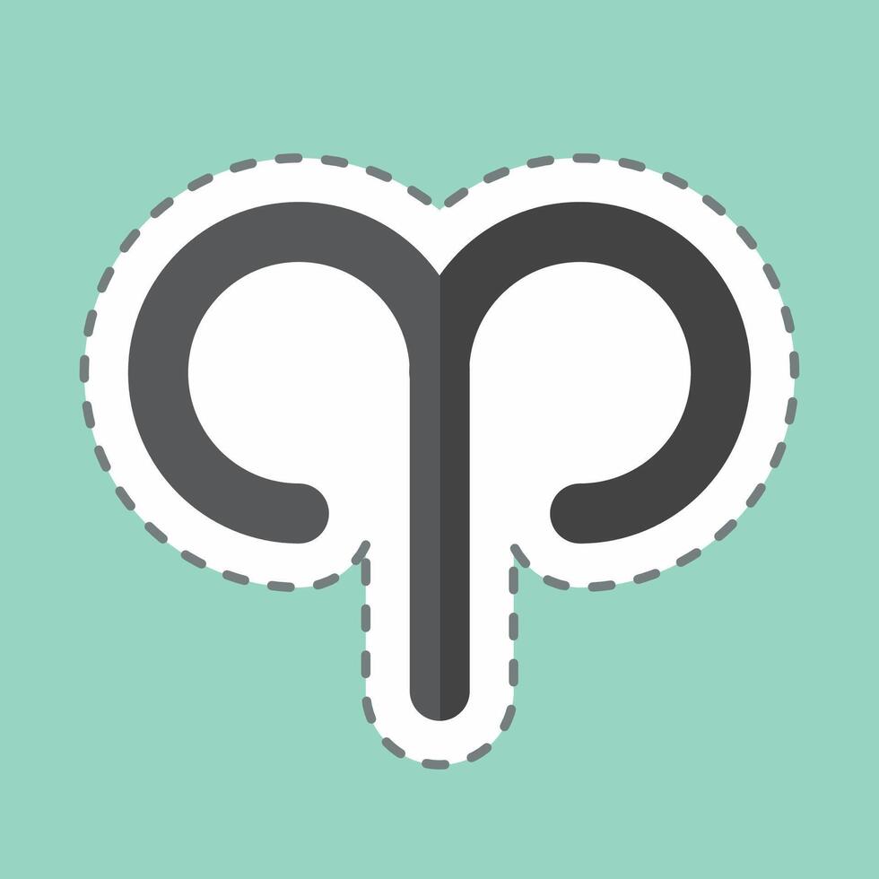 Sticker line cut Aries. related to Astrology symbol. design editable vector