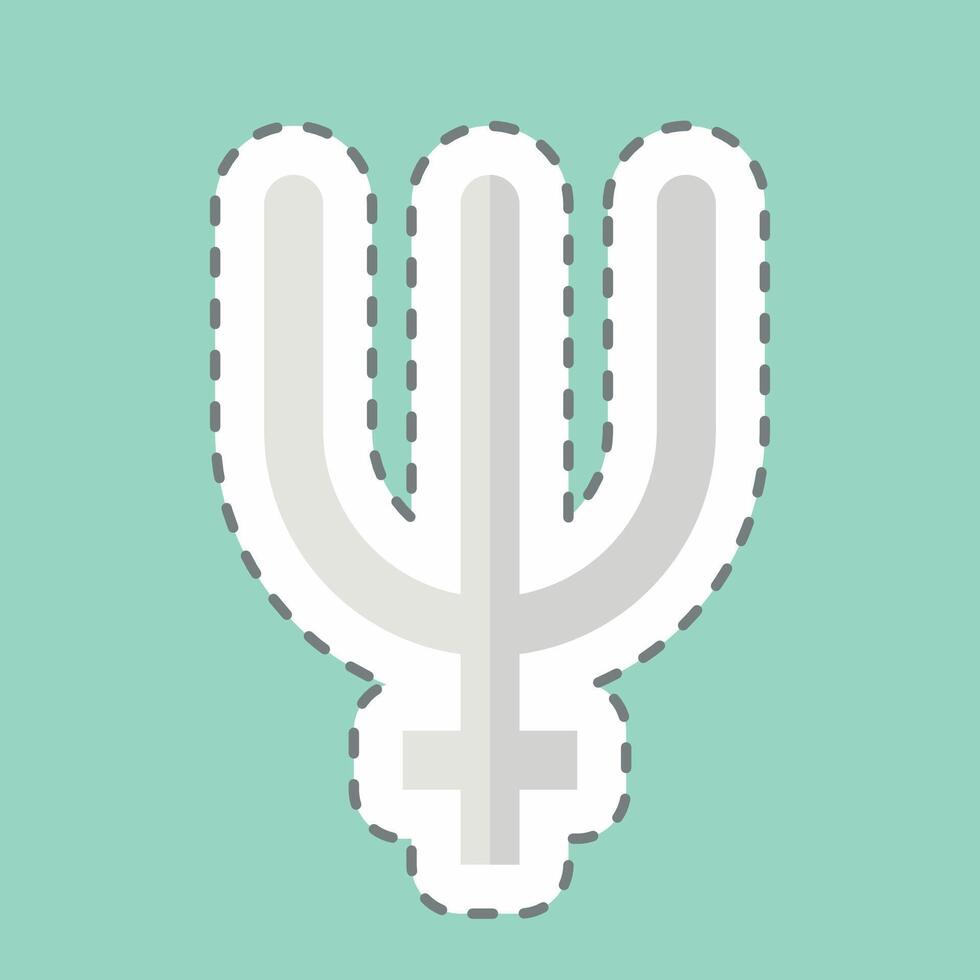 Sticker line cut Neptune. related to Astrology symbol. design editable vector