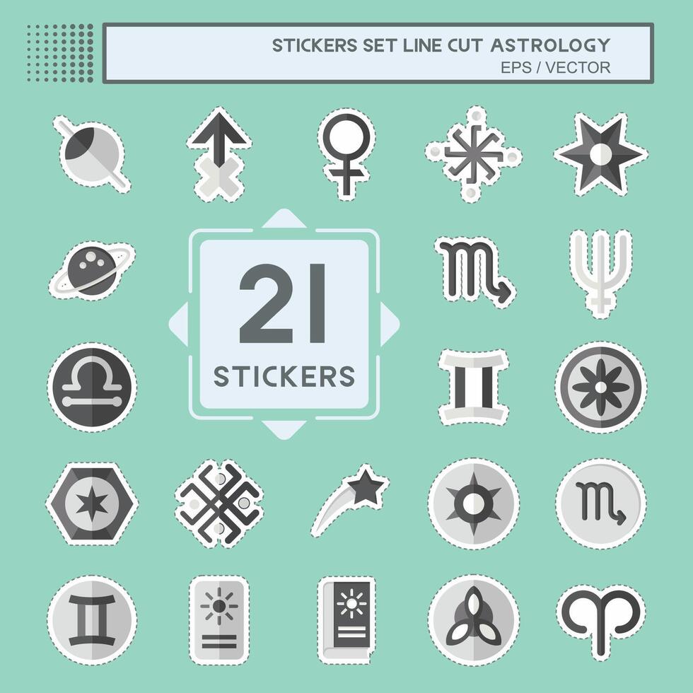 Sticker line cut Set Astrology. related to Education symbol. design editable vector
