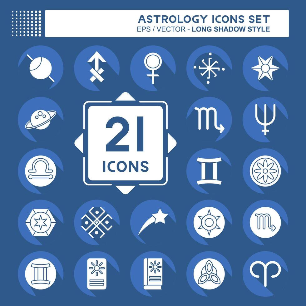Icon Set Astrology. related to Education symbol. long shadow style. design editable vector