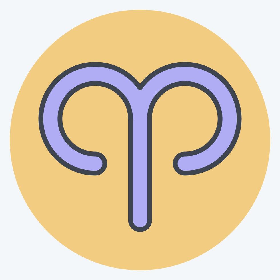 Icon Aries. related to Astrology symbol. color mate style. design editable vector