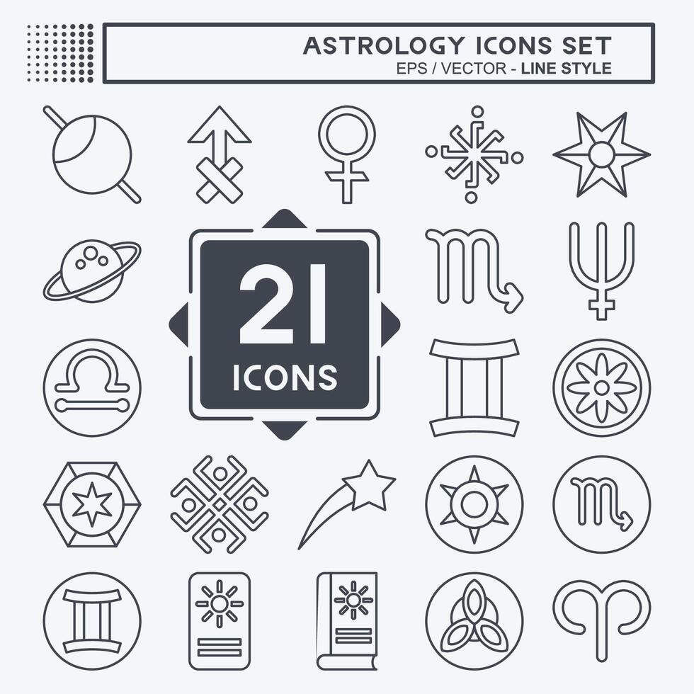 Icon Set Astrology. related to Education symbol. line style. design editable vector