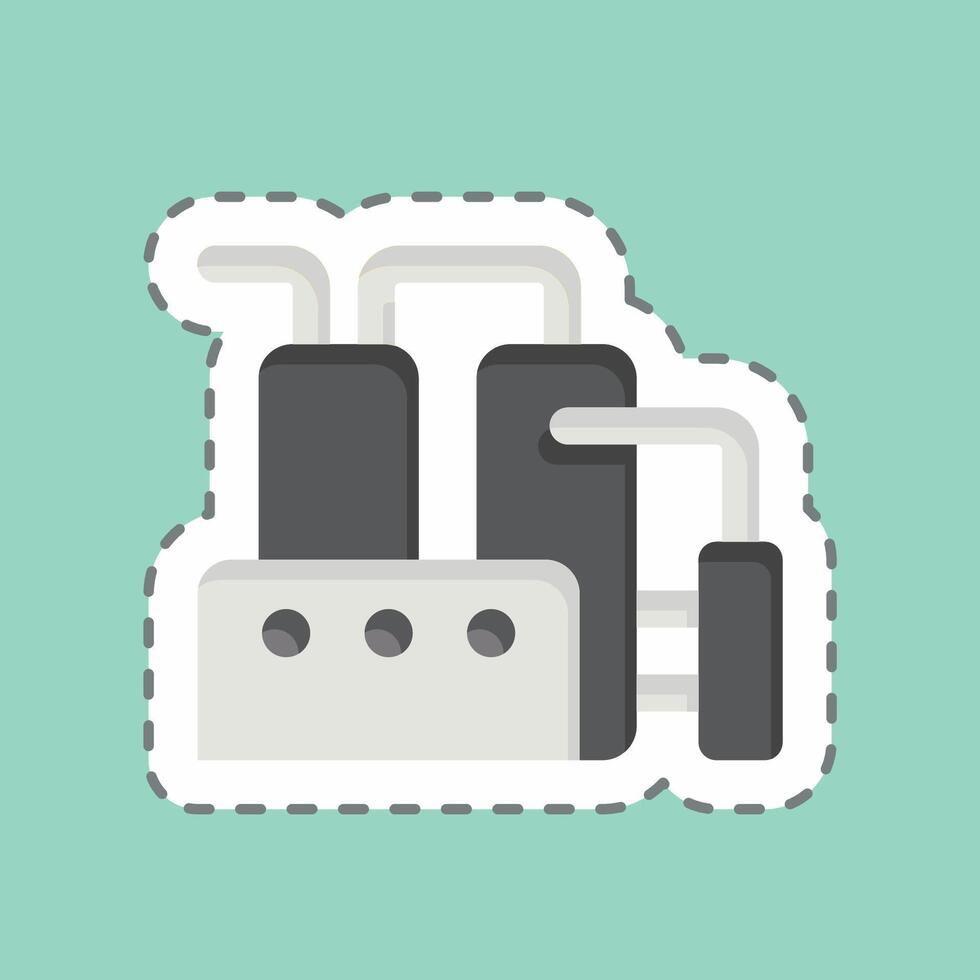 Sticker line cut Refinery. related to Industry symbol. design editable vector