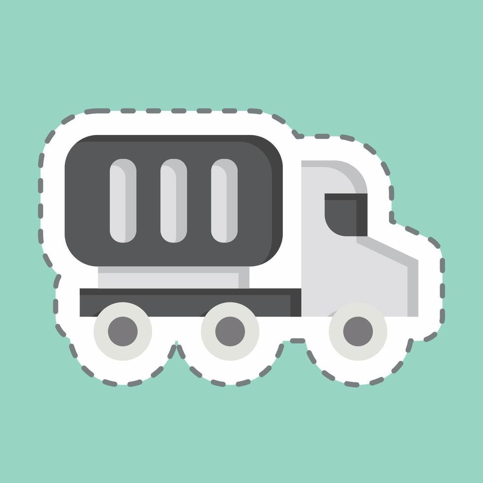 Sticker line cut Container Truck. related to Industry symbol. design editable vector