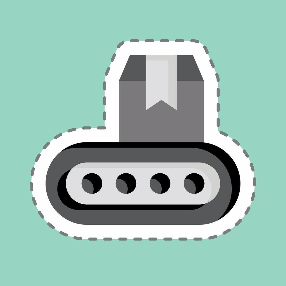 Sticker line cut Industrial Robot. related to Industry symbol. design editable vector