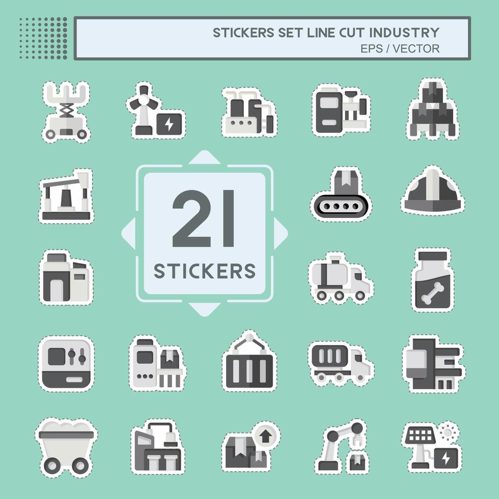 Sticker line cut Set Industry. related to Education symbol. design editable vector