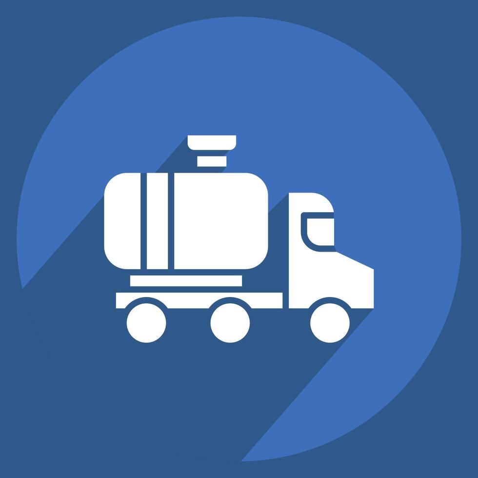 Icon Gas Truck. related to Industry symbol. long shadow style. design editable vector