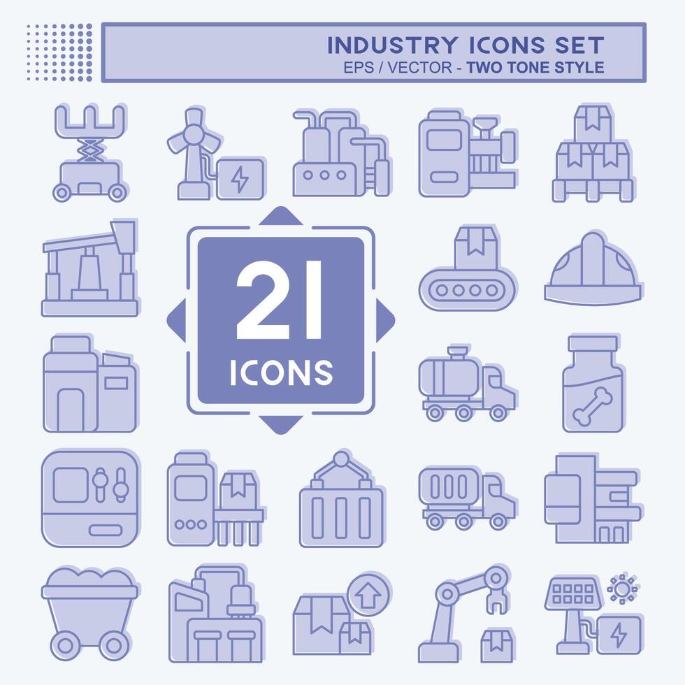 Icon Set Industry. related to Education symbol. two tone style. design editable vector