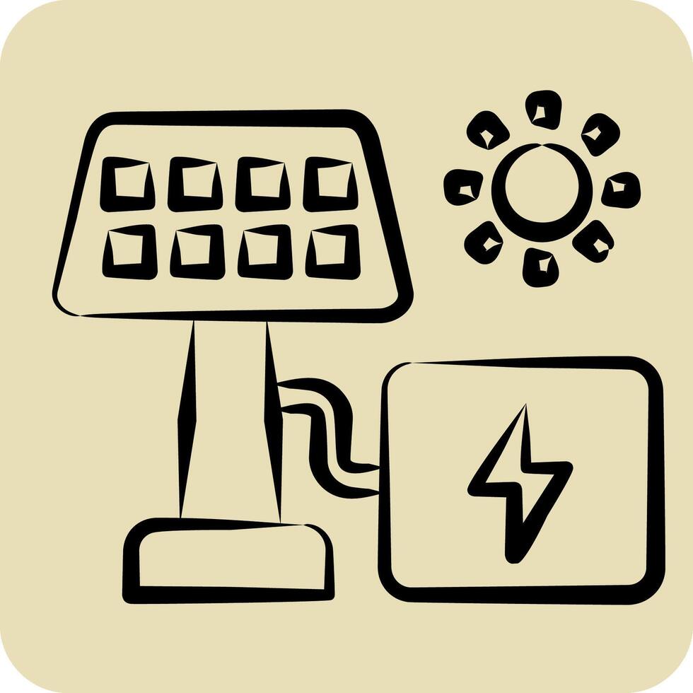 Icon Solar Energy. related to Industry symbol. hand drawn style. design editable vector
