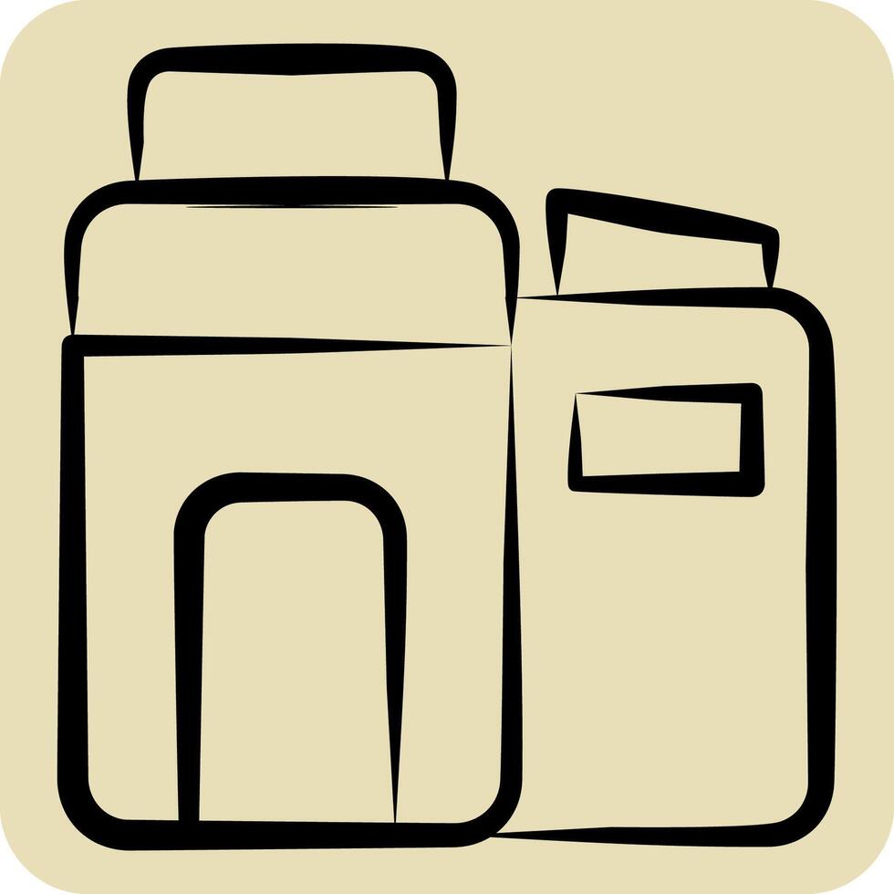 Icon Eco Factory. related to Industry symbol. hand drawn style. design editable vector